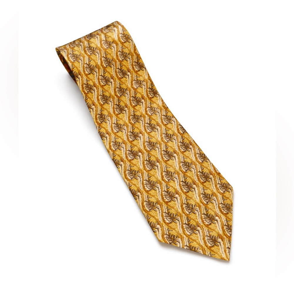 Ermenegildo Zegna‎ Silk Tie Gold Floral Made in Italy